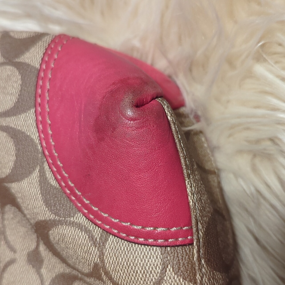 Coach Signature Canvas Tote Bag - Pink and Tan - Picture 15 of 16